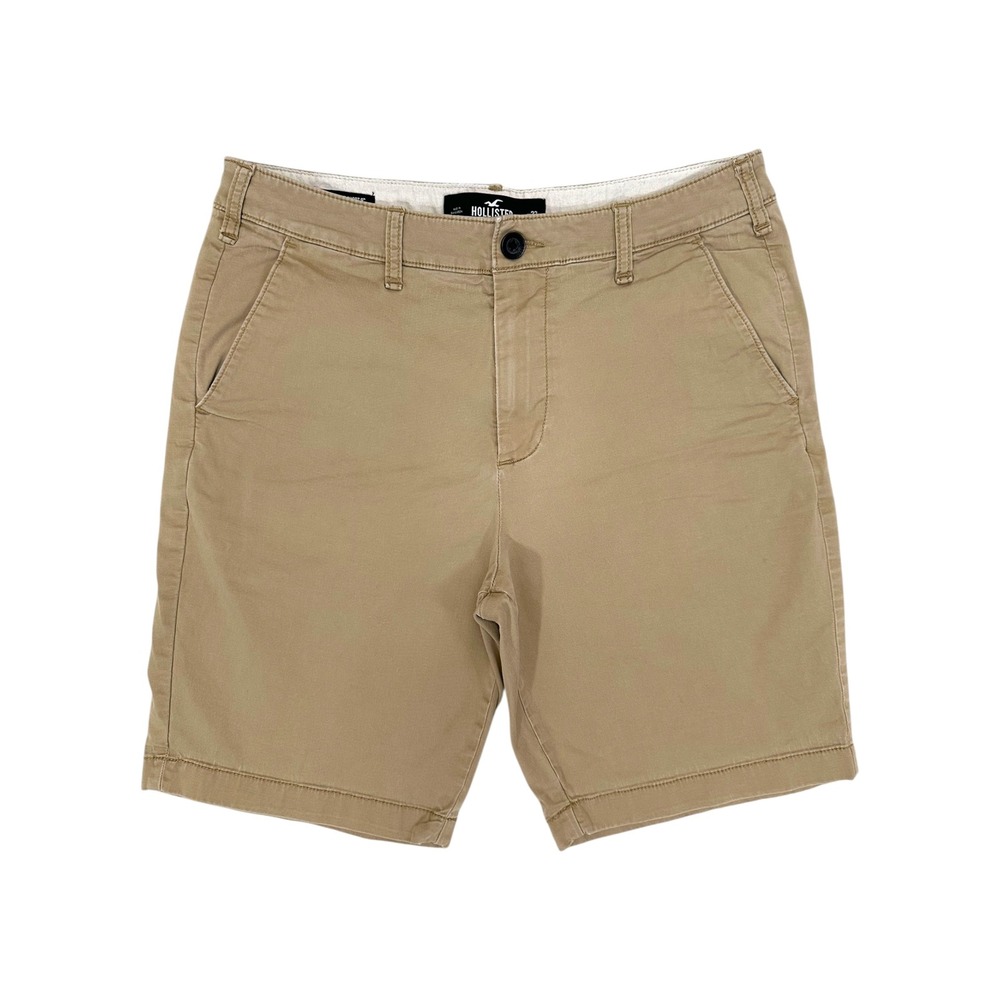 Hollister Epic Flex Flat Front Shorts Men 32 Khaki Chino Stretch